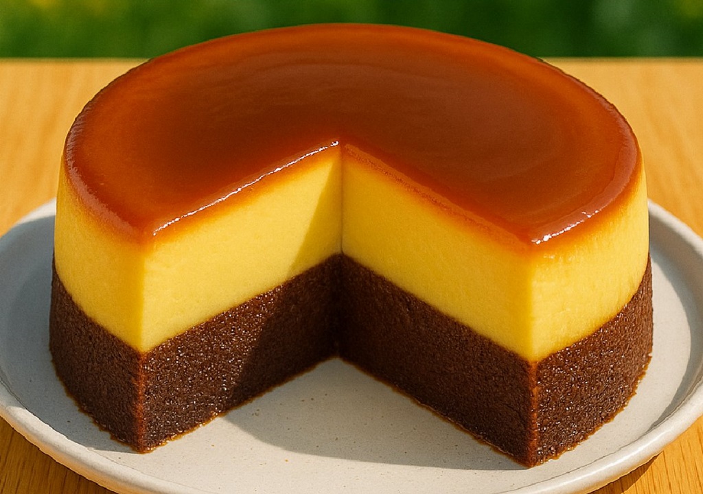 Chocoflan Cake with Caramel and Chocolate Layers